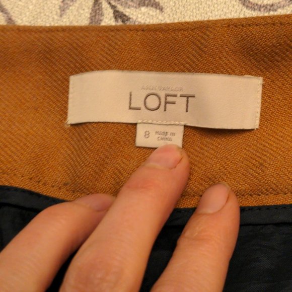 LOFT Navy/Camel Thick Narrow A-Line Skirt - Picture 3 of 4